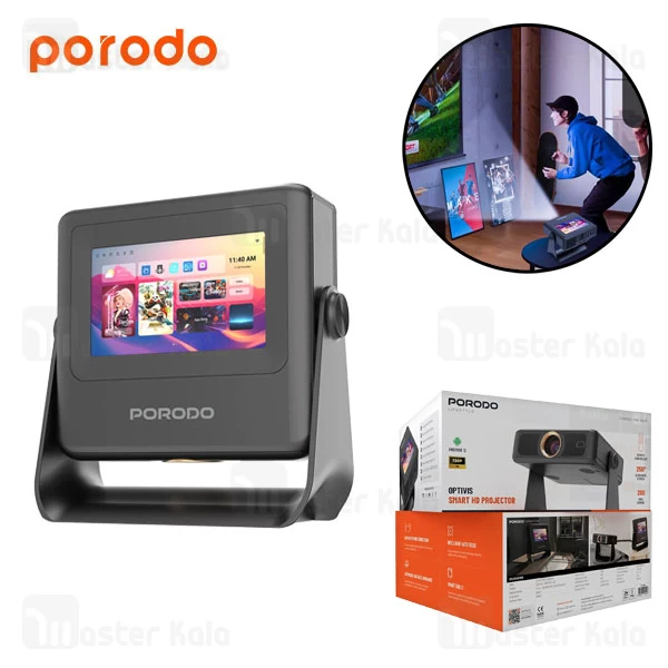 ویدیو پروژکتور هوشمند پرودو Porodo Optivis PDA10BBK دارای مانیتور
