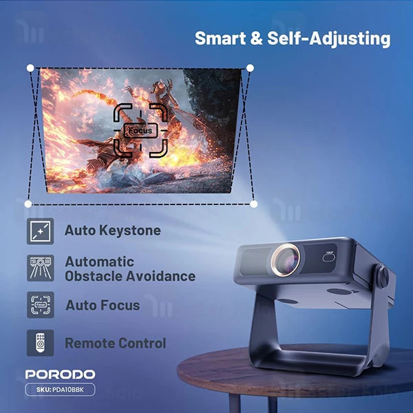 ویدیو پروژکتور هوشمند پرودو Porodo Optivis PDA10BBK دارای مانیتور