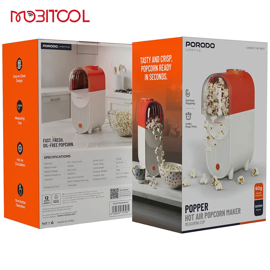 پاپ کورن ساز بدون روغن پرودو Porodo Popper Hot Air Popcorn Maker