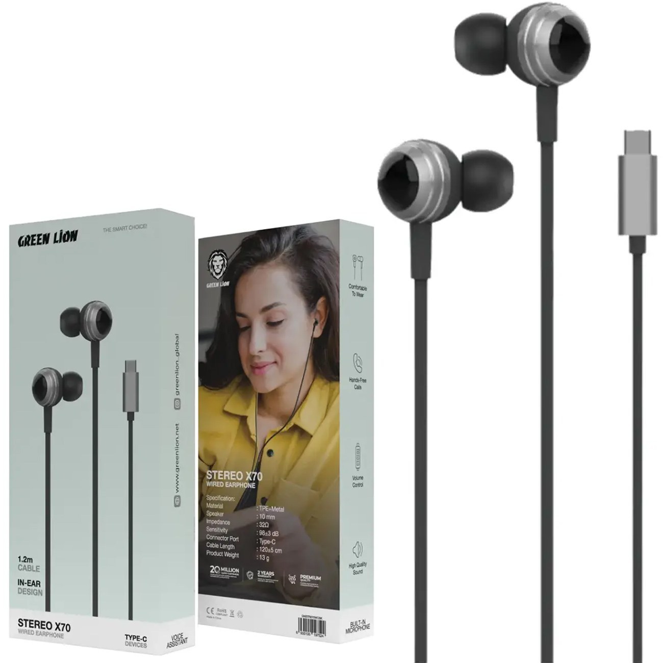 هندزفری گرين Stereo X70 TC